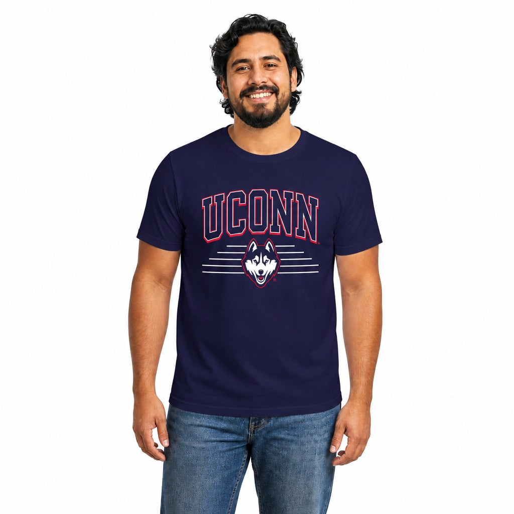 UCONN Huskies  Overtime Classics Unisex Cotton T-Shirt Short Sleeve - Navy