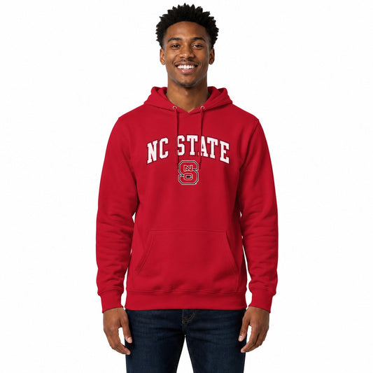 NC State Wolfpack Arch & Logo Gameday Hoodie NCAA Fleece Pullover - Red