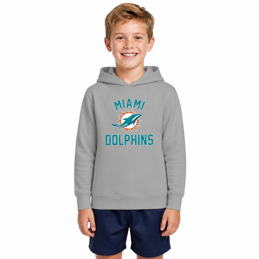 Miami Dolphins  Youth Gameday Hoodie Pullover Sweatshirt Boys Girls - Gray