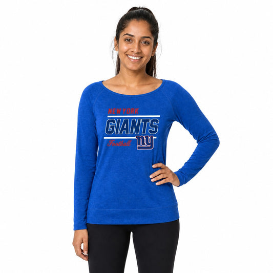 New York Giants  NFL Women's Gameday Crewneck Sweatshirt Long Sleeve Raglan - Royal Heather