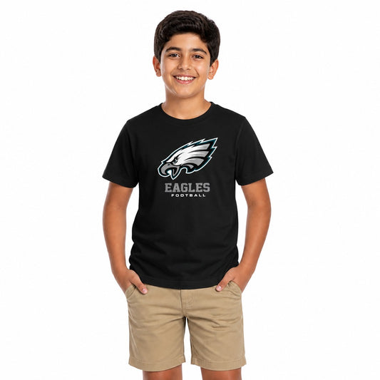Philadelphia Eagles  Youth NFL Large Logo Short Sleeve T-Shirt Tee - Black