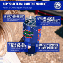 Florida Gators NCAA University 30oz Stainless Steel Vacuum Insulated Game Day Tumbler with Silicone Grip - Royal