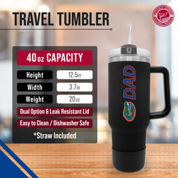 Florida Gators Collegiate 40oz Stainless Steel Travel Tumbler with Handle for Dad - Black