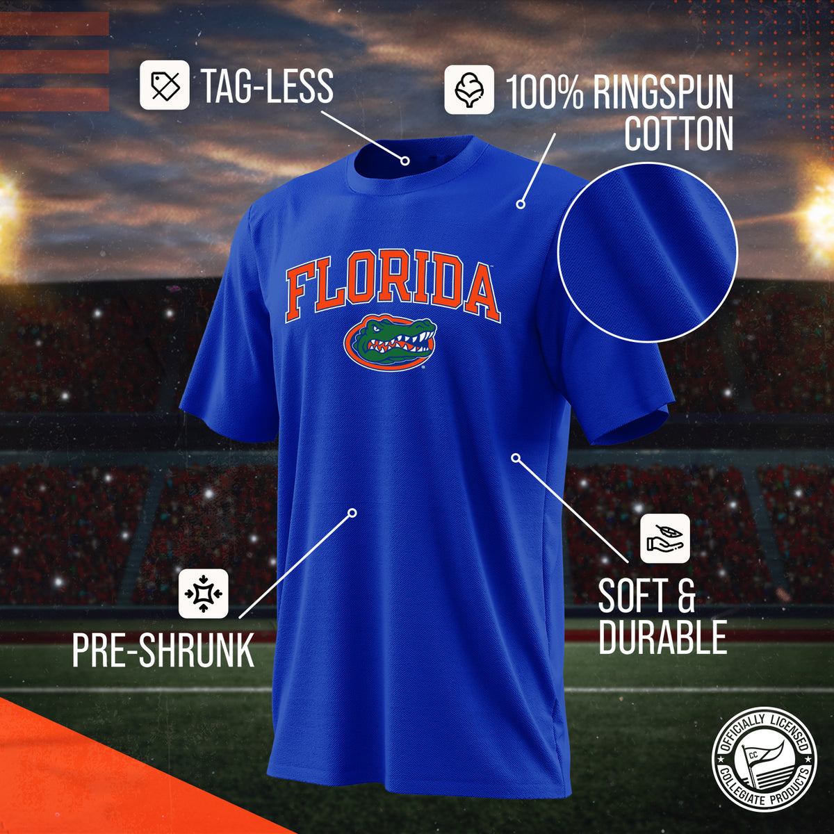 Florida Gators NCAA Adult Gameday Cotton T-Shirt - Royal