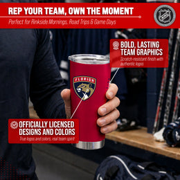 Florida Panthers NHL Hockey 20oz Stainless Steel Vacuum Insulated Game Day Tumbler with Silicone Grip - Red