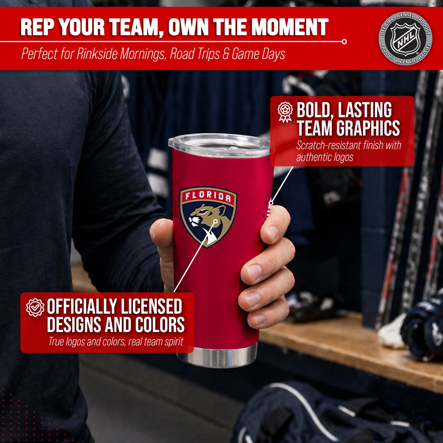 Florida Panthers NHL Hockey 20oz Stainless Steel Vacuum Insulated Game Day Tumbler with Silicone Grip - Red