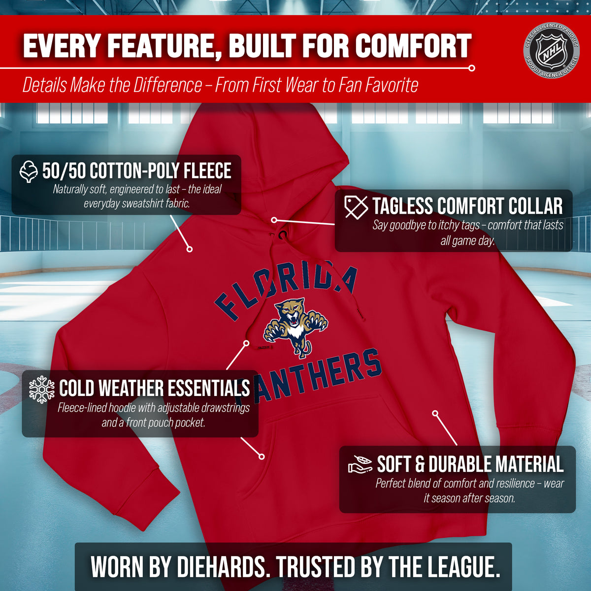 Florida Panthers Hoodie Pullover Sweatshirt - Red