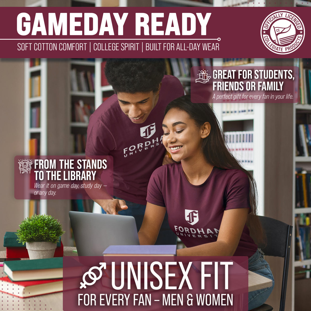 Fordham Rams NCAA Adult Gameday Cotton T-Shirt - Maroon