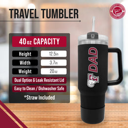 Fordham Rams Collegiate 40oz Stainless Steel Travel Tumbler with Handle for Dad - Black