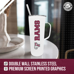 Fordham Rams NCAA Stainless Steel 20oz Roadie With Handle & Dual Option Lid With Straw - White