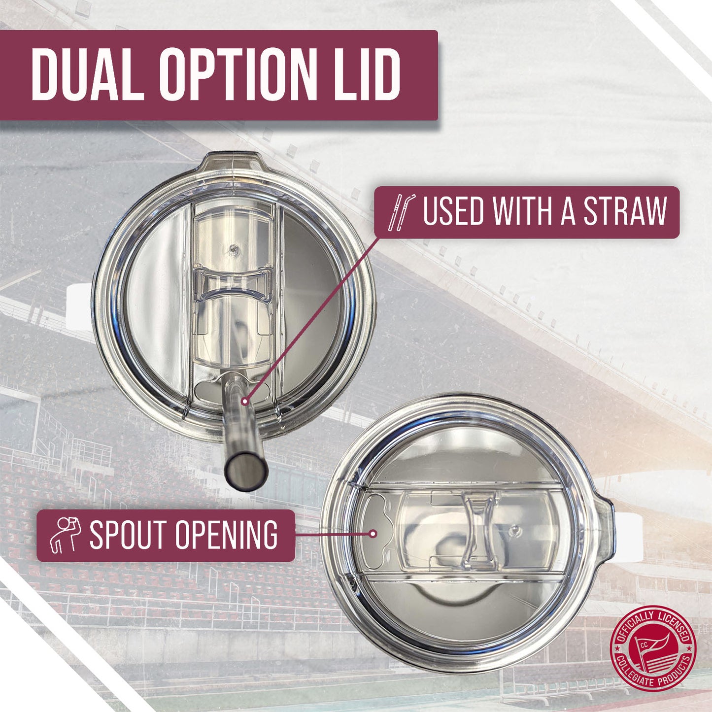 Fordham Rams NCAA Stainless Steel 20oz Roadie With Handle & Dual Option Lid With Straw - White