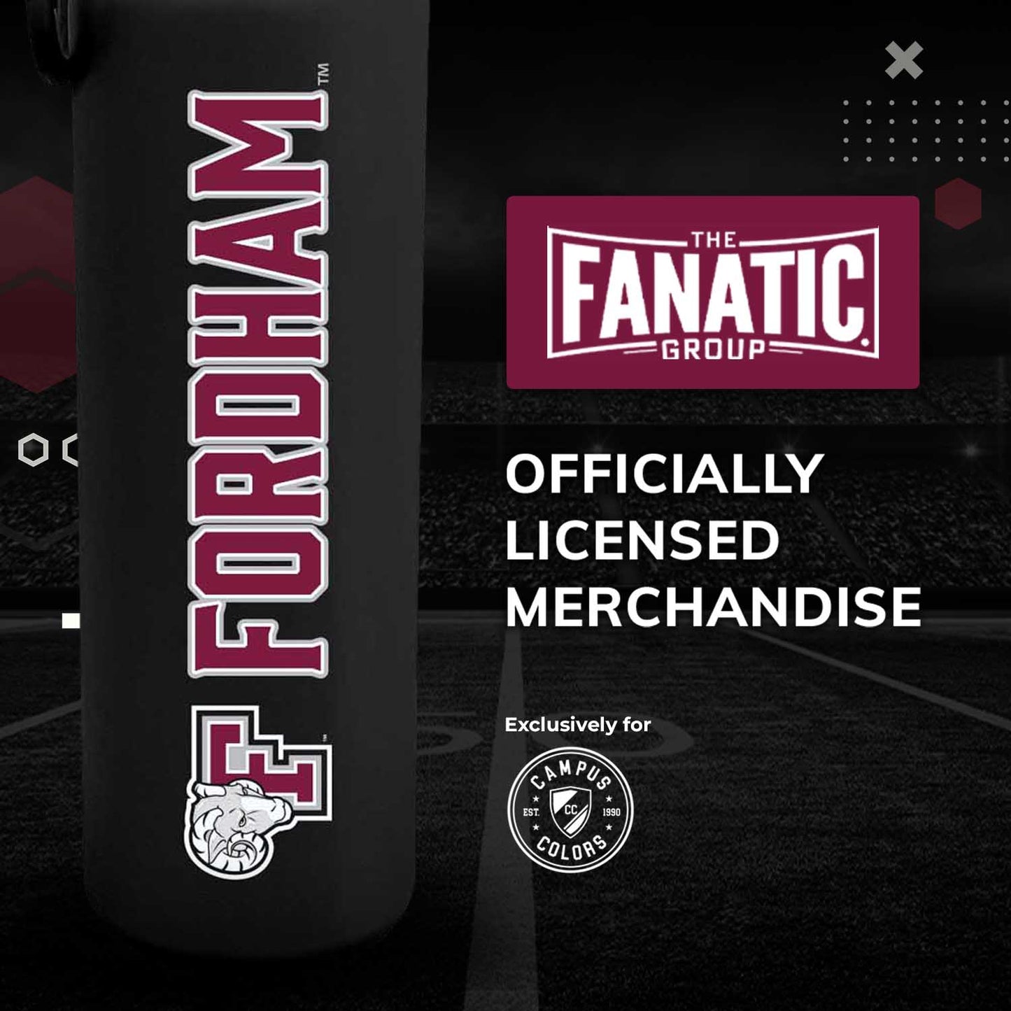 Fordham Rams NCAA Stainless Steel Water Bottle - Black
