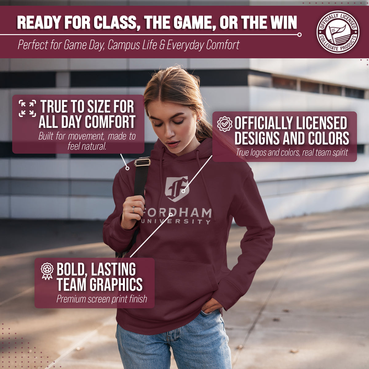 FORD Arch & Logo Gameday Hoodie - Maroon