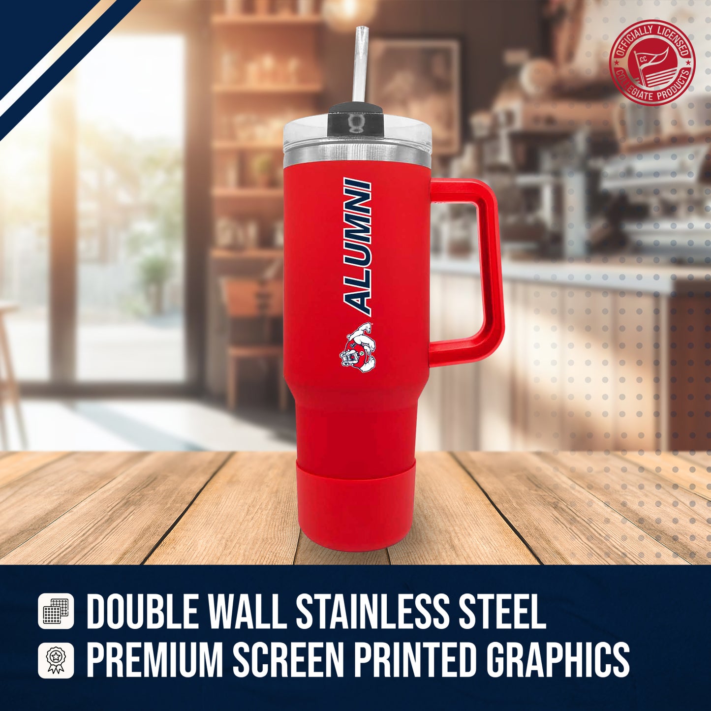 Fresno State Bulldogs Collegiate 40oz Stainless Steel Travel Tumbler with Handle for Alumni - Red