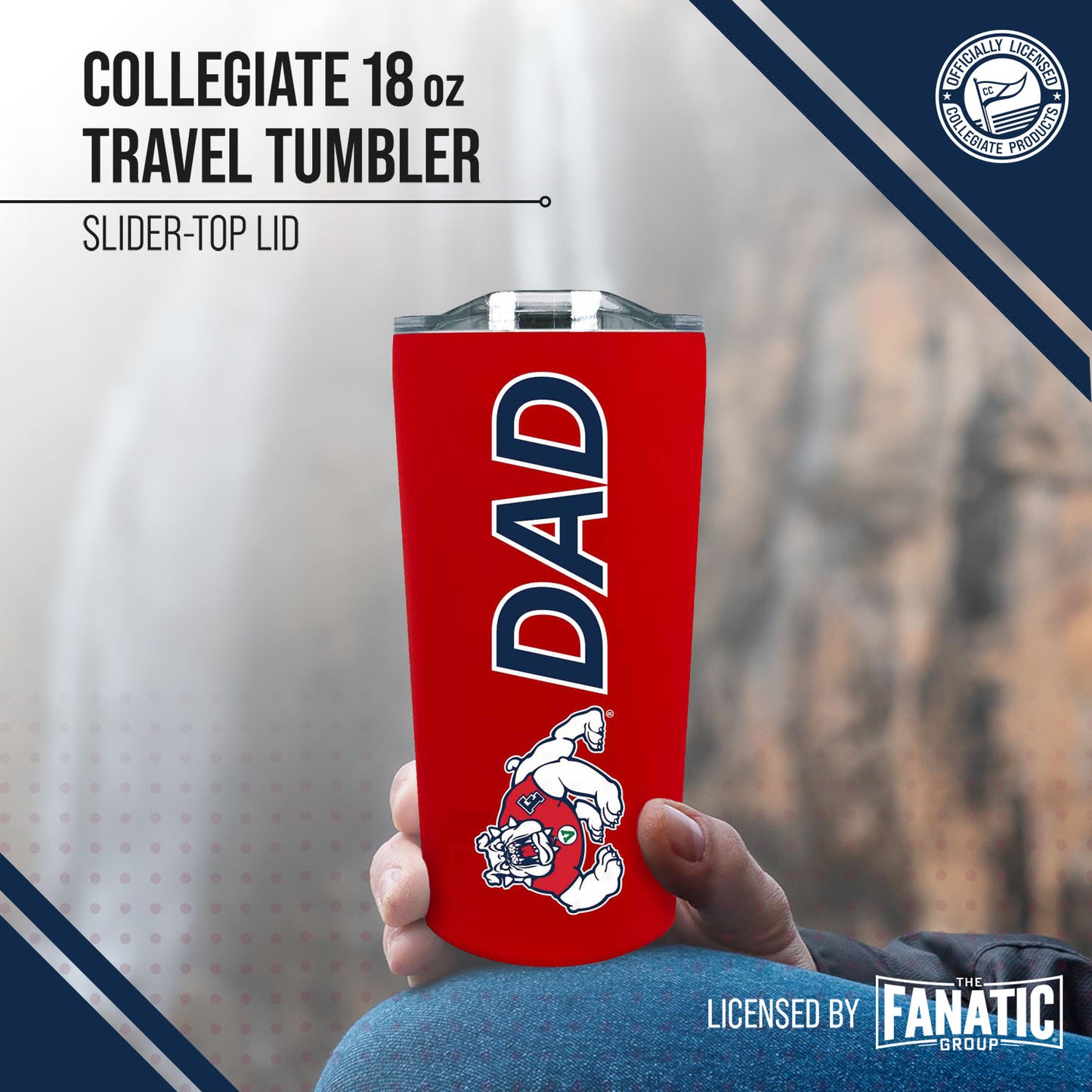 Fresno State Bulldogs NCAA Stainless Steel Travel Tumbler for Dad - Red