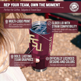 Florida State Seminoles NCAA University 30oz Stainless Steel Vacuum Insulated Game Day Tumbler with Silicone Grip - Maroon