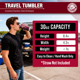Florida State Seminoles NCAA University 30oz Stainless Steel Vacuum Insulated Game Day Tumbler with Silicone Grip - Maroon