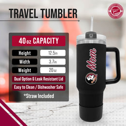 Florida State Seminoles Collegiate 40oz Stainless Steel Travel Tumbler with Handle for Mom - Black