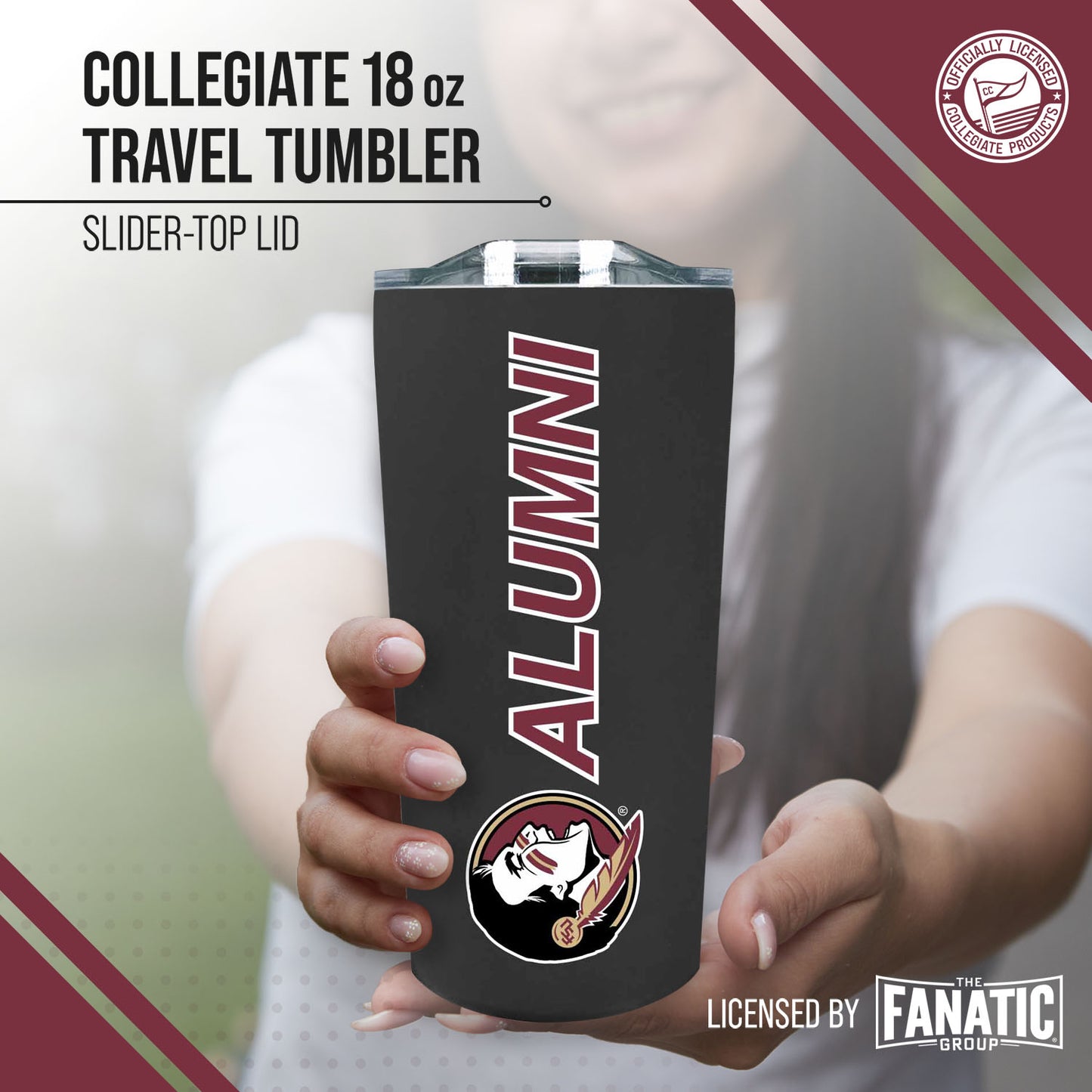 Florida State Seminoles Collegiate Stainless Steel Travel Tumbler for Alumni - Black