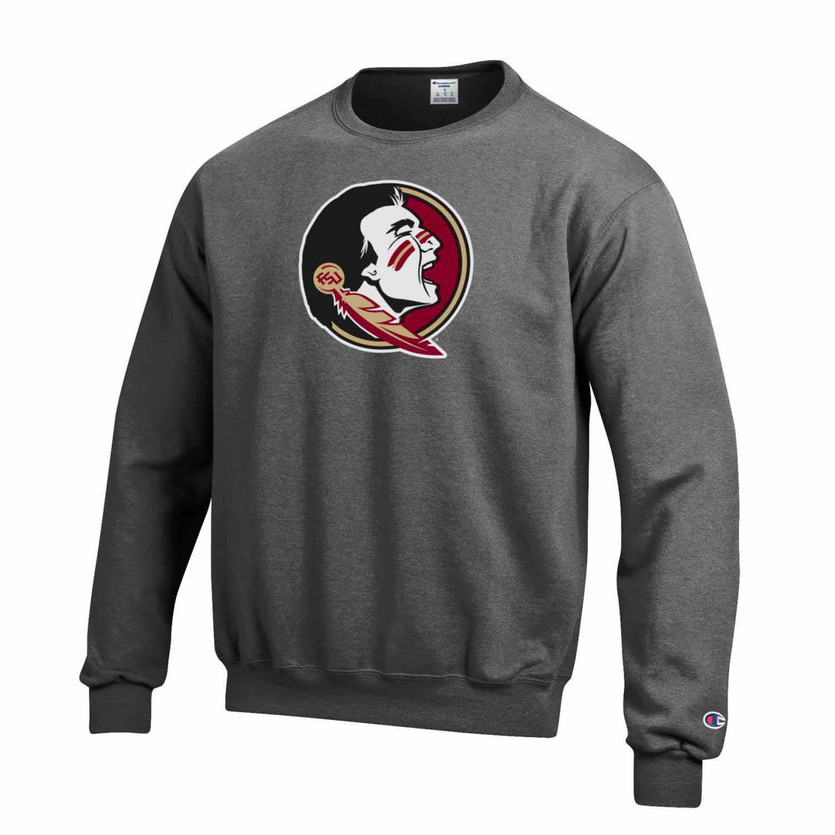 Florida State Seminoles Adult Mascot Fleece Crewneck - Charcoal