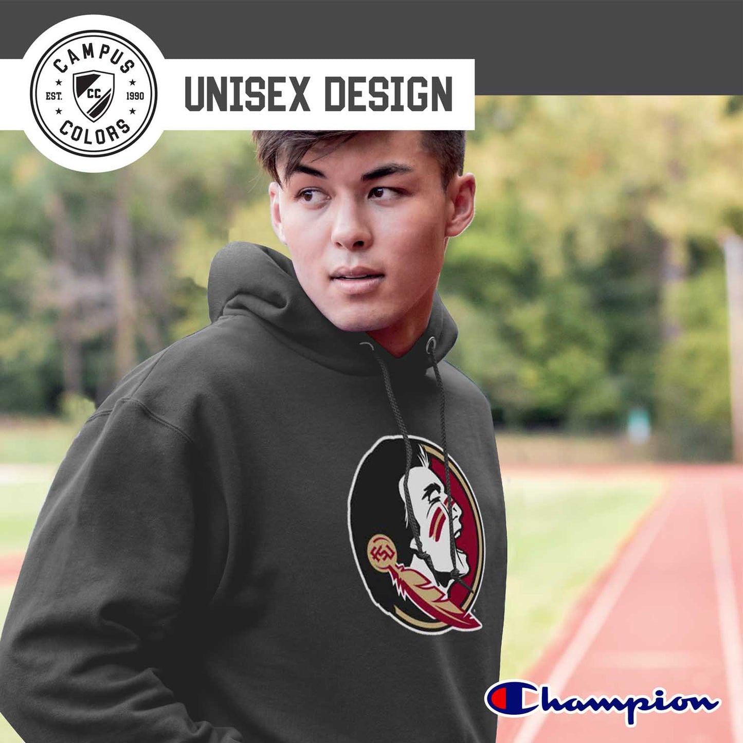 Florida State Seminoles Adult Mascot Fleece Hooded Sweatshirt - Charcoal