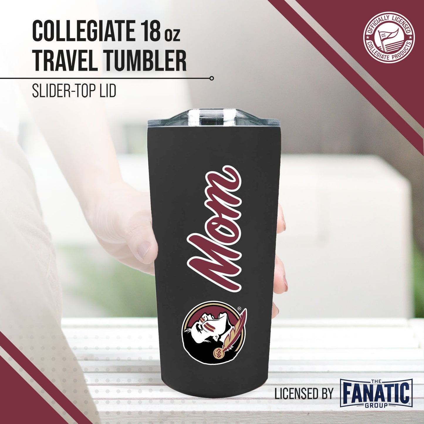 Florida State Seminoles NCAA Stainless Steel Travel Tumbler for Mom - Black
