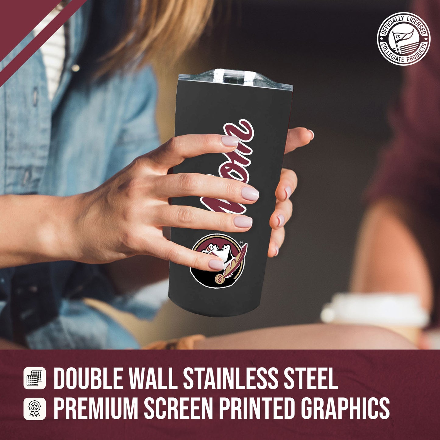 Florida State Seminoles NCAA Stainless Steel Travel Tumbler for Mom - Black
