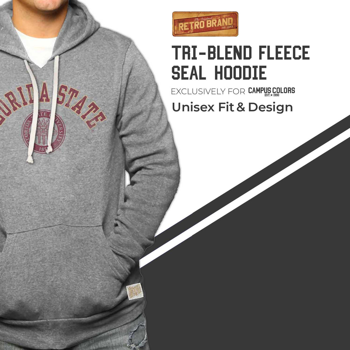 Florida State Seminoles College Gray University Seal Hooded Sweatshirt - Gray