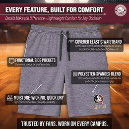 Florida State Seminoles NCAA Men’s University Athletic Performance Shorts - Gray Heather