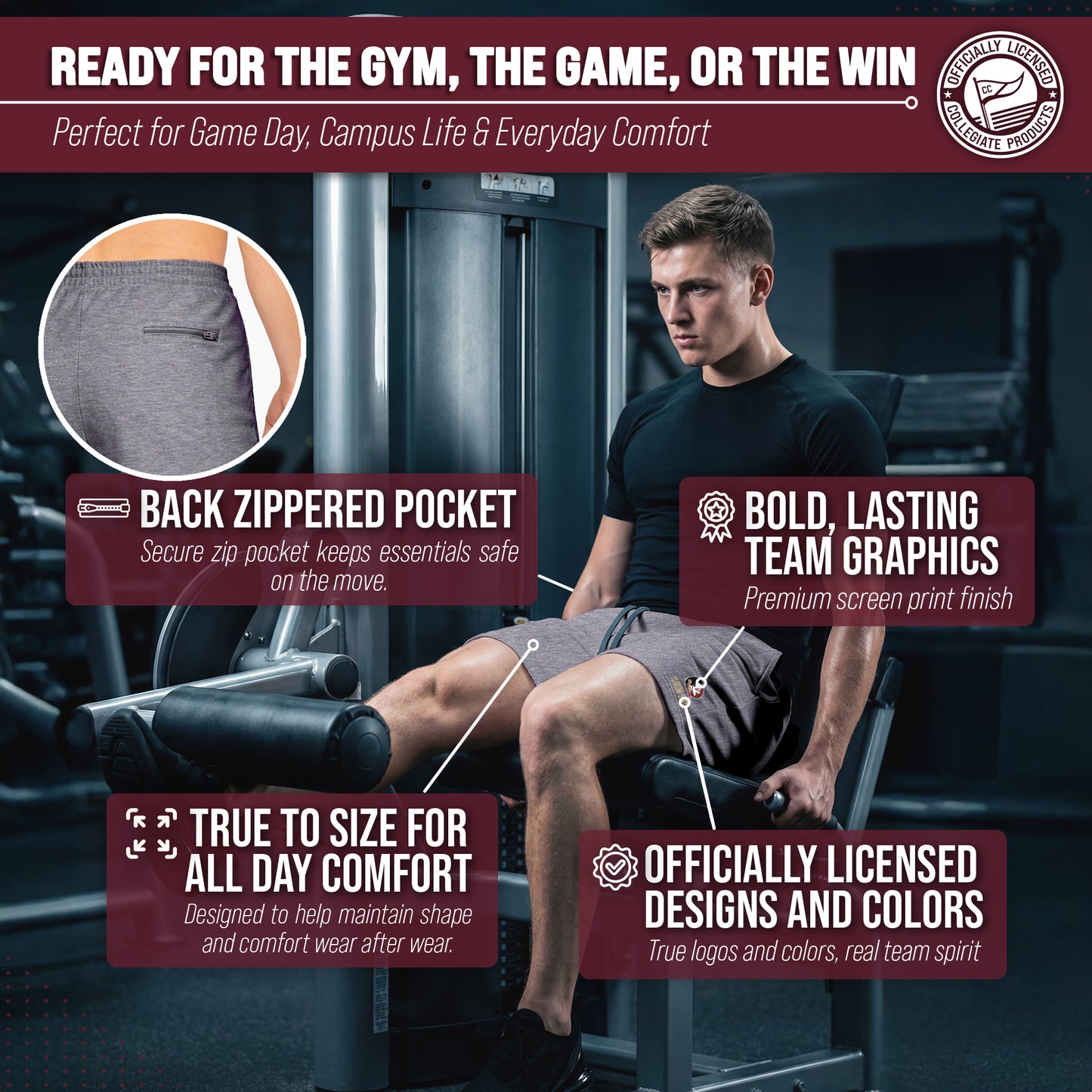 Florida State Seminoles NCAA Men’s University Athletic Performance Shorts - Gray Heather
