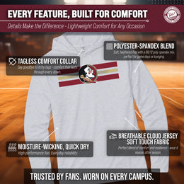 Florida State Seminoles NCAA Unisex Scholarship Cloud Jersey Performance Hooded Long Sleeve Tee - Gray Heather