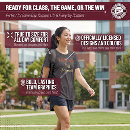 Florida State Seminoles NCAA Womens Tag-Less Ultra Soft Tailgate T-Shirt - Black Heather