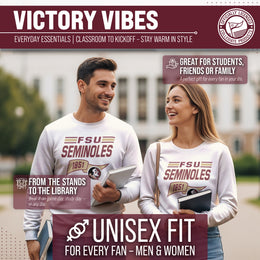 Florida State Seminoles NCAA Adult Unisex Varsity Club Pennant Crewneck Fleece Sweatshirt - Off White
