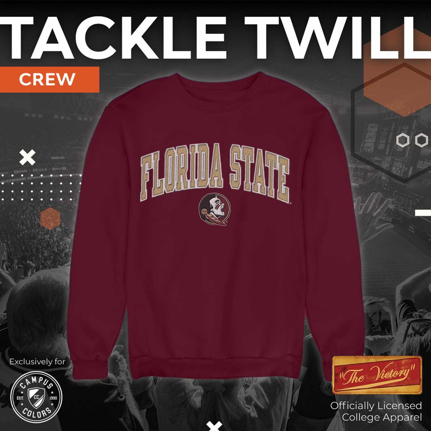 Florida State Seminoles NCAA Adult Tackle Twill Crewneck Sweatshirt - Maroon