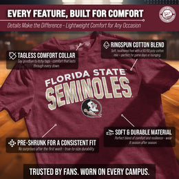 Florida State Seminoles NCAA Adult Unisex Starting Fresh T-Shirt - Garnet Heather