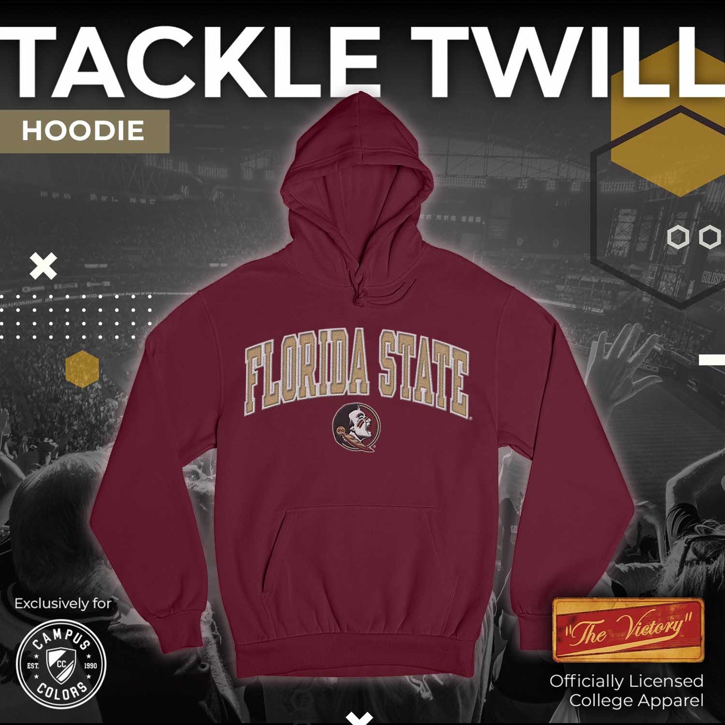 Florida State Seminoles NCAA Adult Tackle Twill Hooded Sweatshirt - Maroon