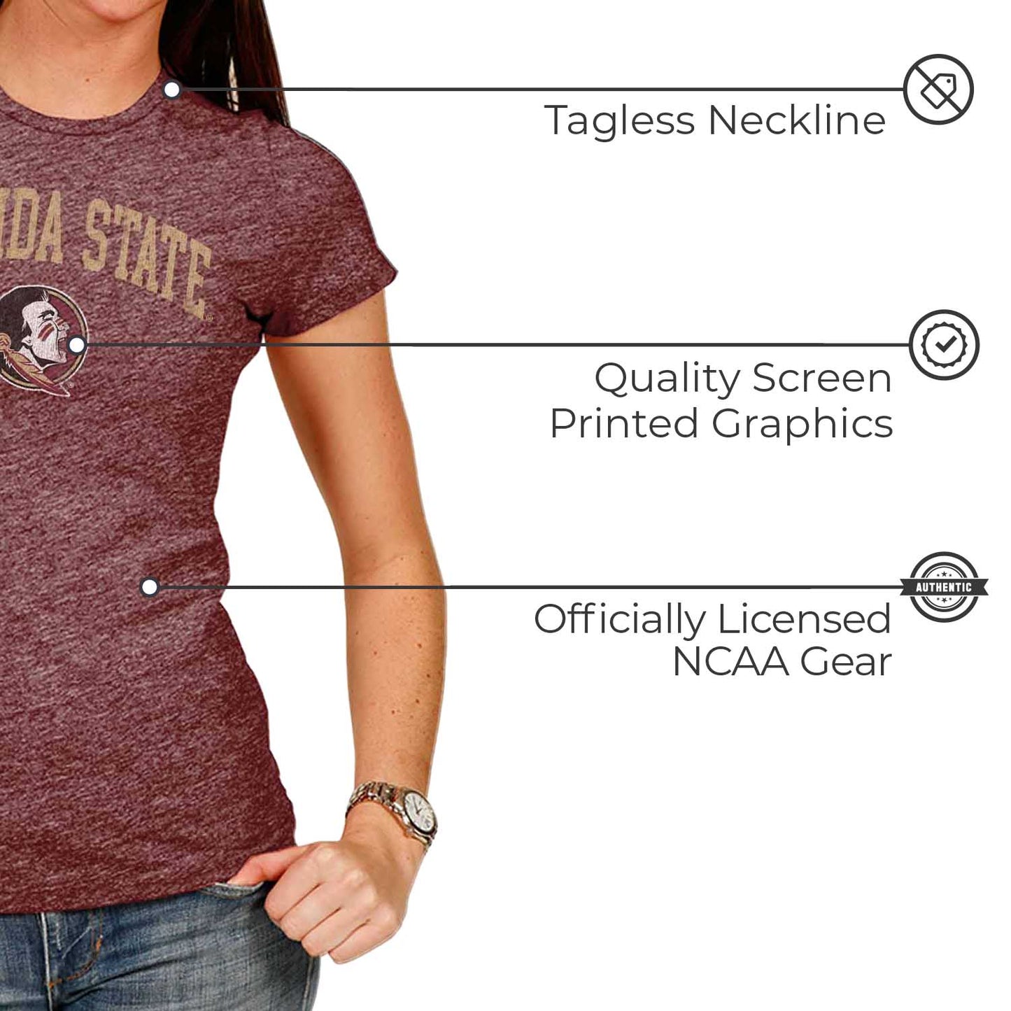 Florida State Seminoles University Women's T-Shirt  - Maroon