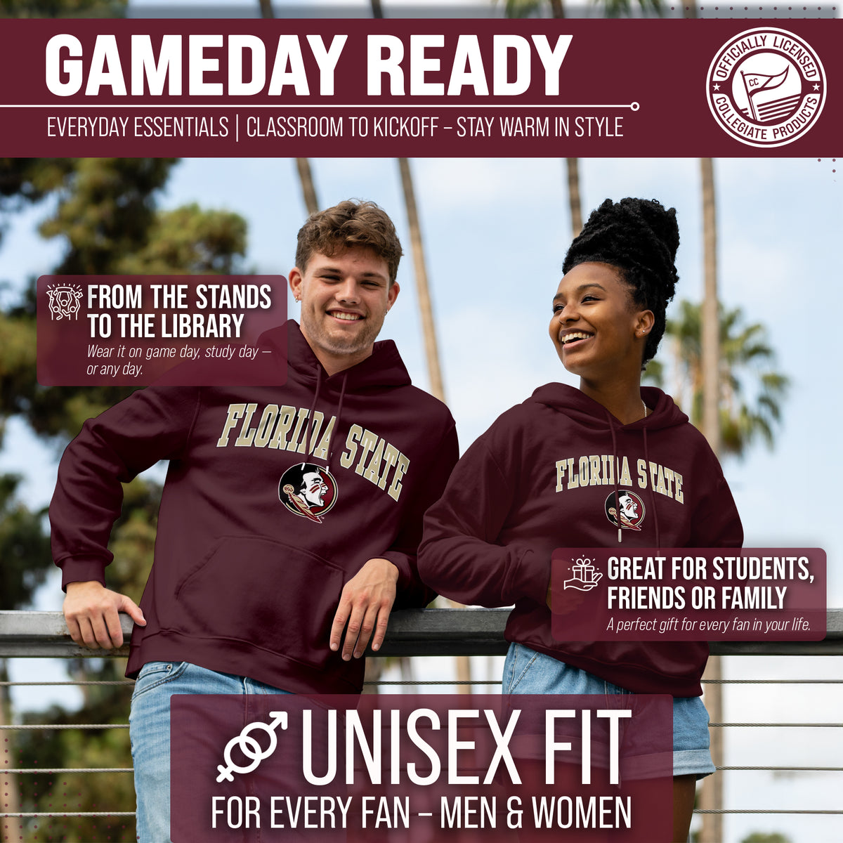 FSU Arch & Logo Gameday Hoodie - Maroon