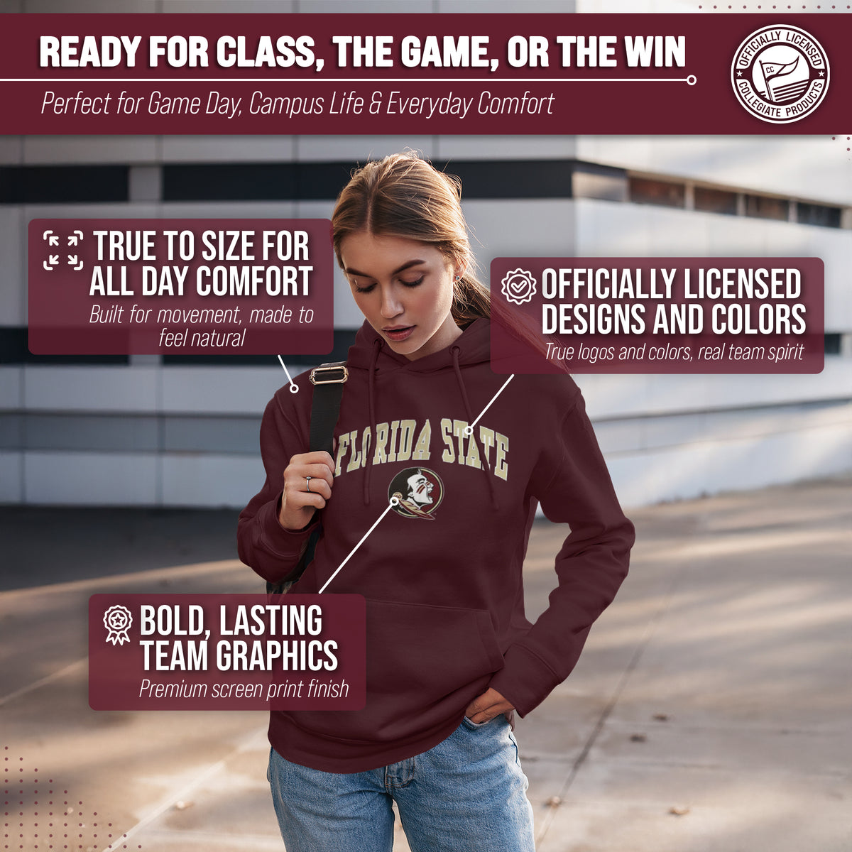 FSU Arch & Logo Gameday Hoodie - Maroon