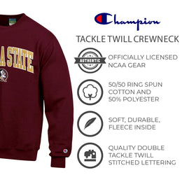 Florida State Seminoles Adult Tackle Twill Crewneck - Cardinal