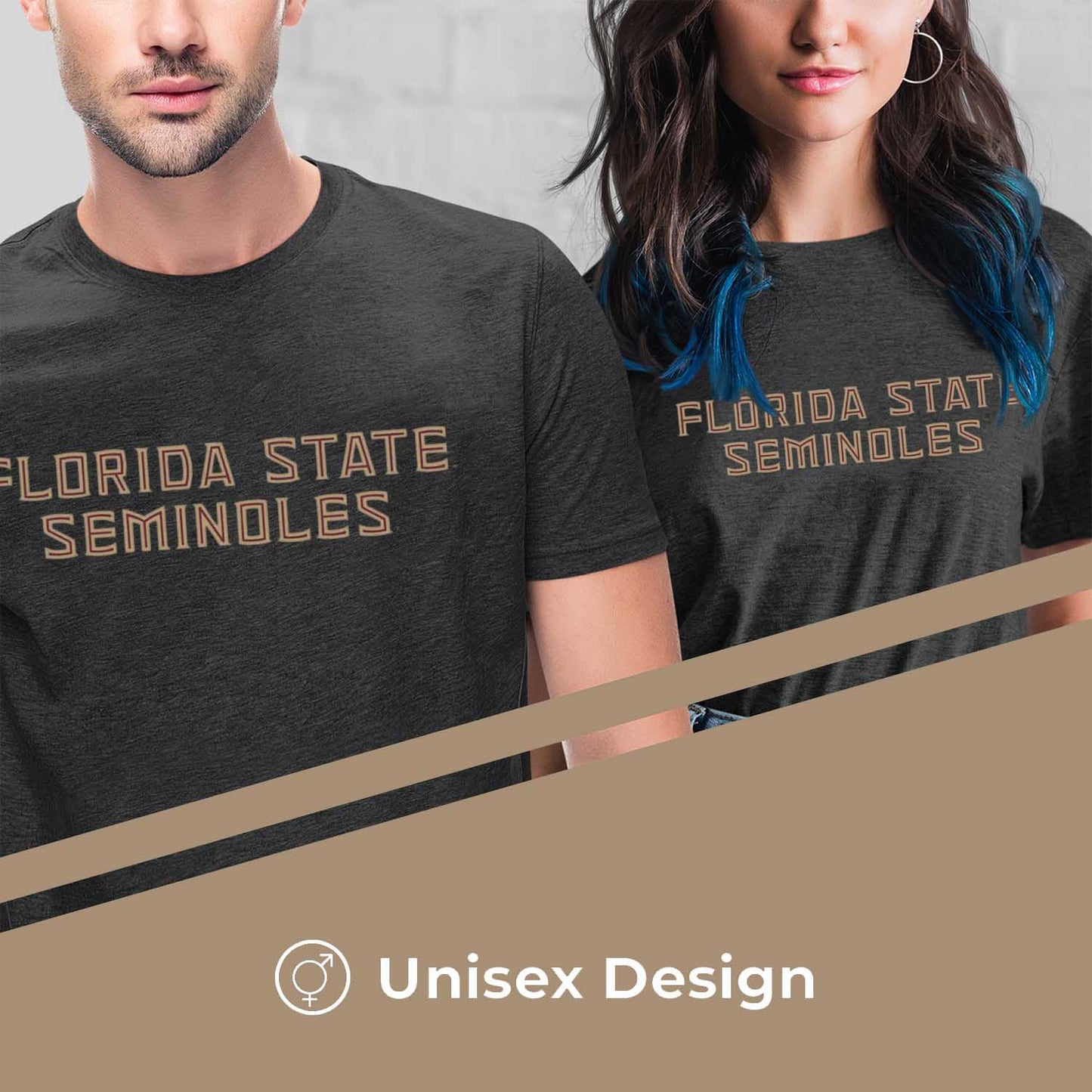 Florida State Seminoles Campus Colors NCAA Adult Cotton Blend Charcoal Tagless T-Shirt - Charcoal