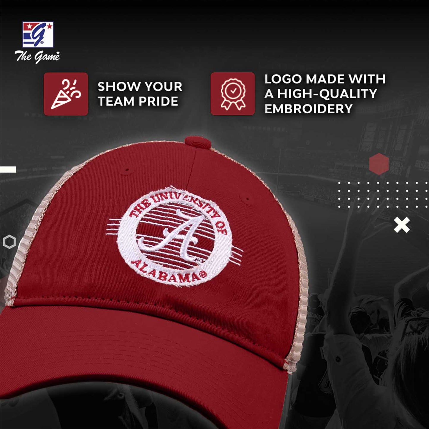 Alabama Crimson Tide The Game NCAA  Patch Meshback Snapback Hat - Cardinal