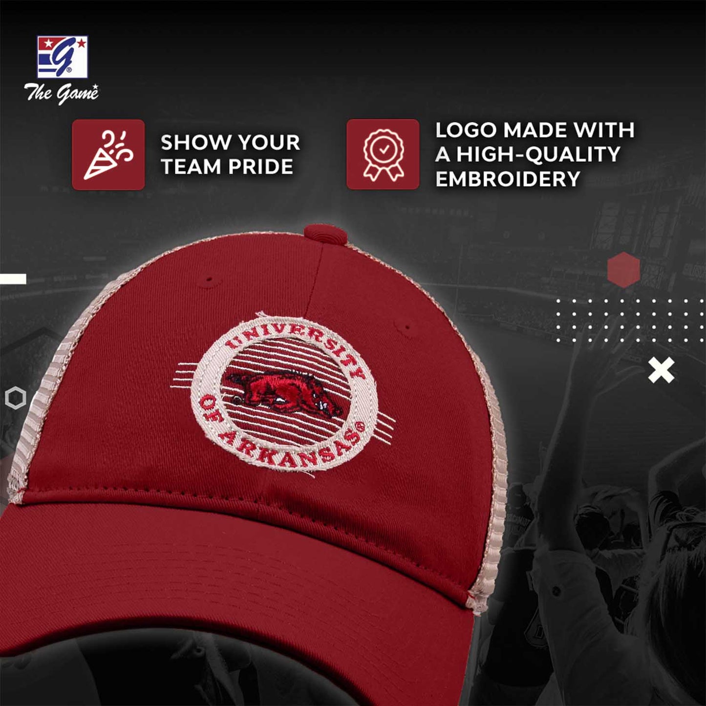 Arkansas Razorbacks The Game NCAA  Patch Meshback Snapback Hat - Cardinal