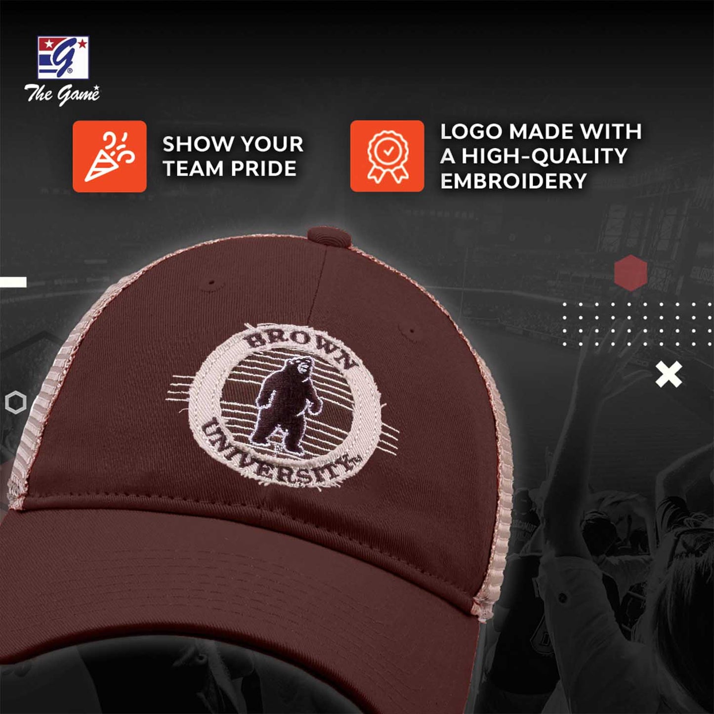 Brown Bears The Game NCAA  Patch Meshback Snapback Hat - Brown