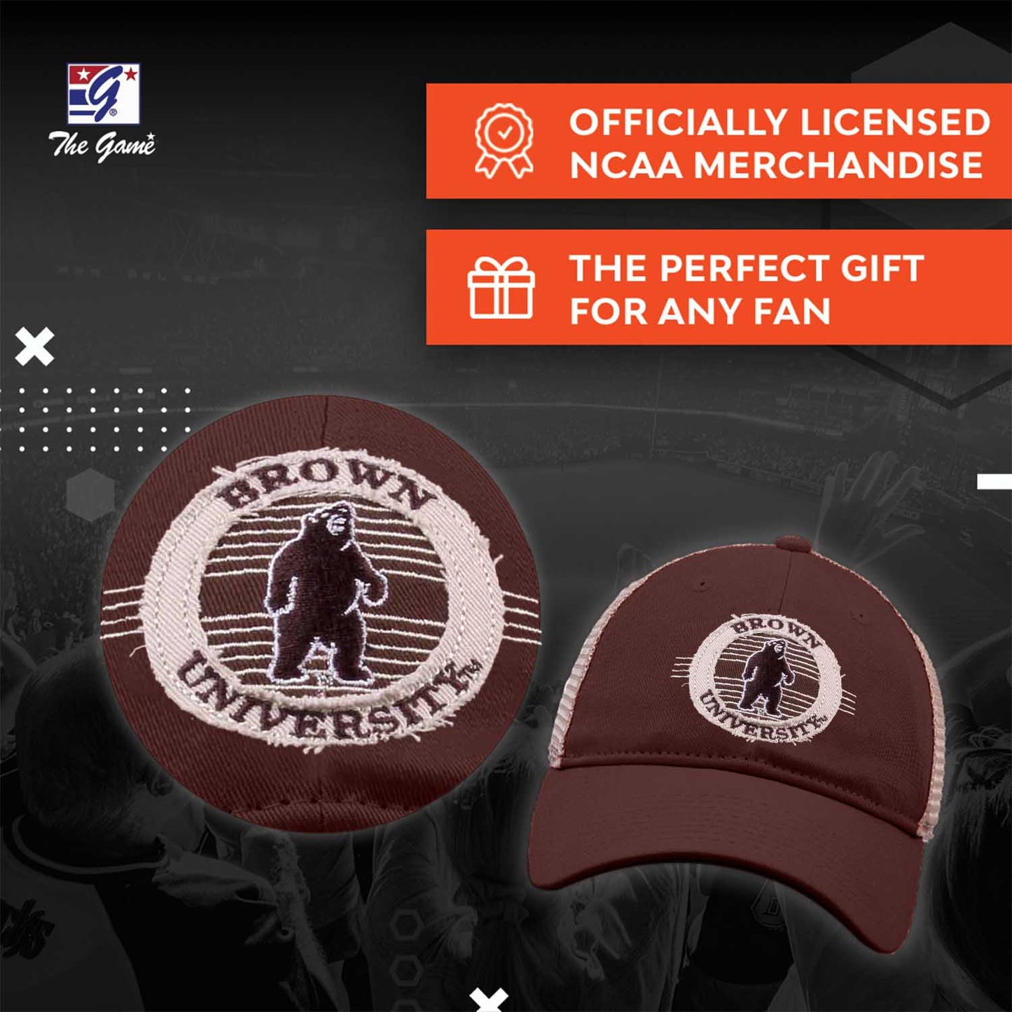Brown Bears The Game NCAA  Patch Meshback Snapback Hat - Brown
