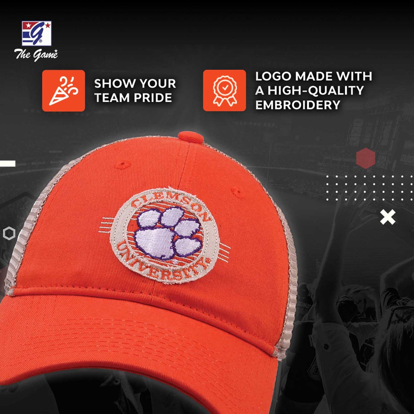 Clemson Tigers The Game NCAA  Patch Meshback Snapback Hat - Orange
