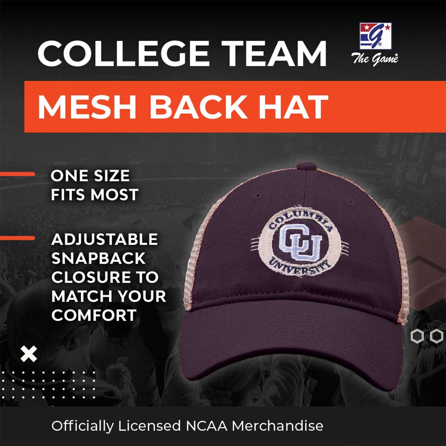 Columbia Lions The Game NCAA  Patch Meshback Snapback Hat - Navy