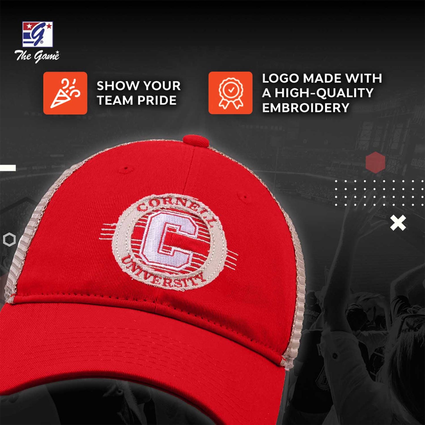 Cornell Big Red The Game NCAA  Patch Meshback Snapback Hat - Red