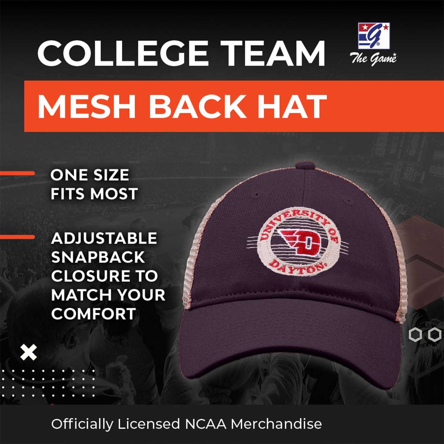 Dayton Flyers The Game NCAA  Patch Meshback Snapback Hat - Navy