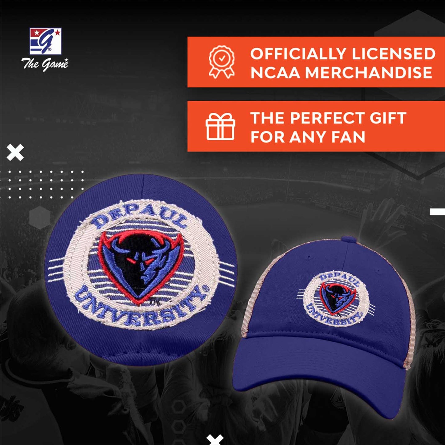 DePaul Blue Demons The Game NCAA  Patch Meshback Snapback Hat - Navy